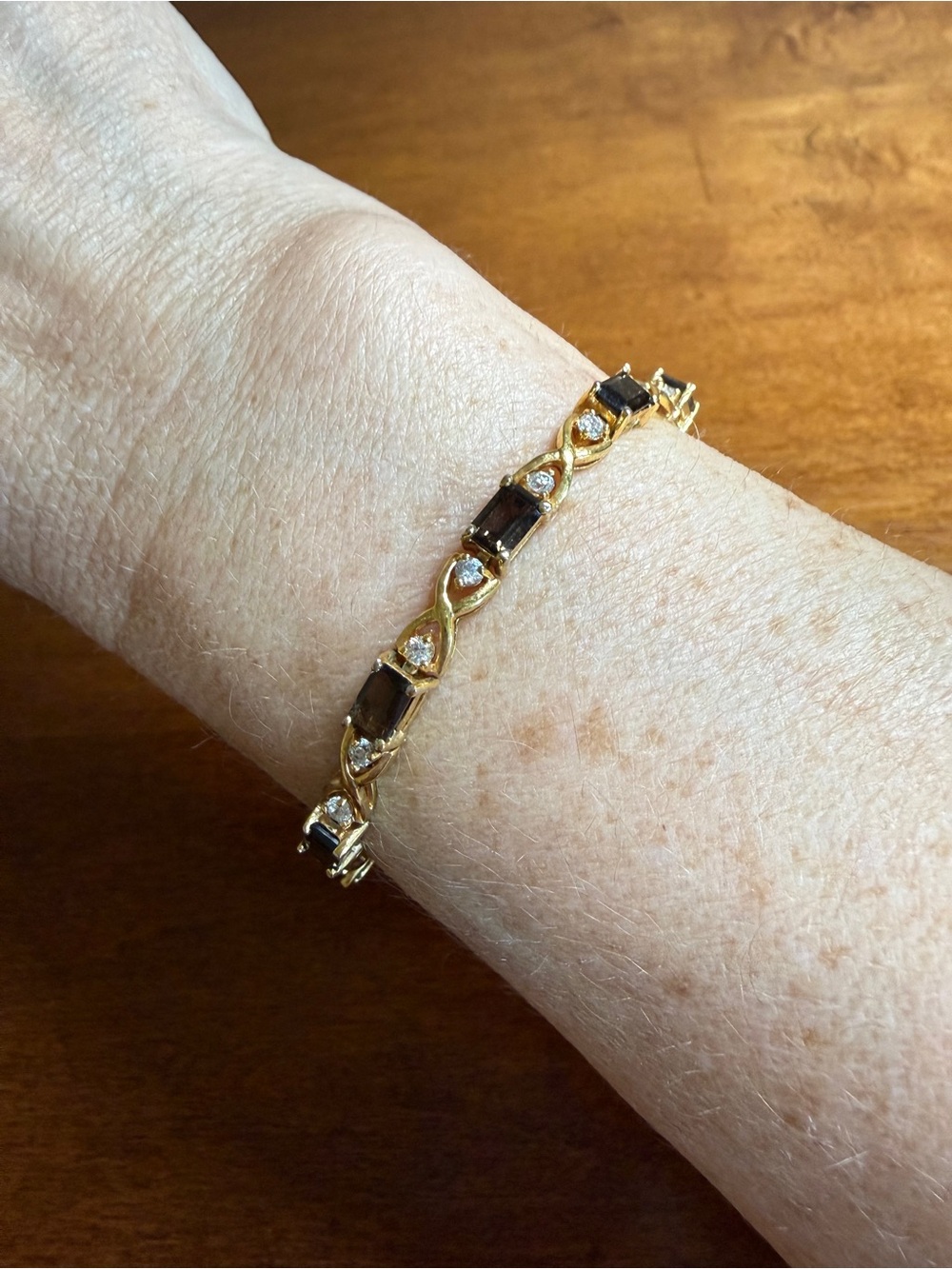 Gold-Tone Purple Stone and Clear Crystal Women's Bracelet